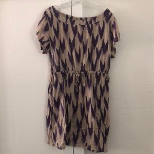 Purple print short sleeve pool cover up dress